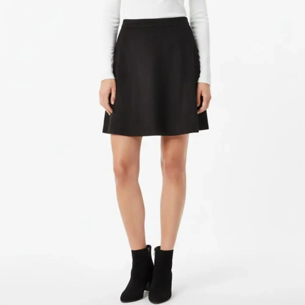 Revole Pixley High Rise A-Line High Rise Black Suede Mini Skirt 10